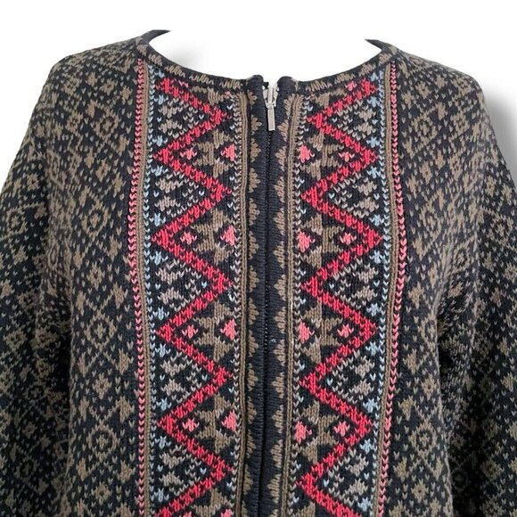 Nomadic Traders Womens Cardigan Sz Medium Full Zip Nordic Pattern Knit Sweater - Picture 3 of 7